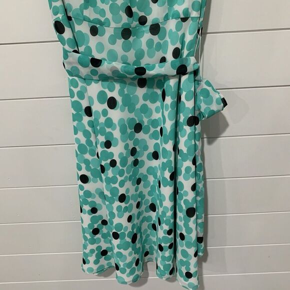 Pendleton | Dress Midi Polka Dot Fit and Flare Lined Tie Waist- Size 14 Petite - Picture 3 of 8